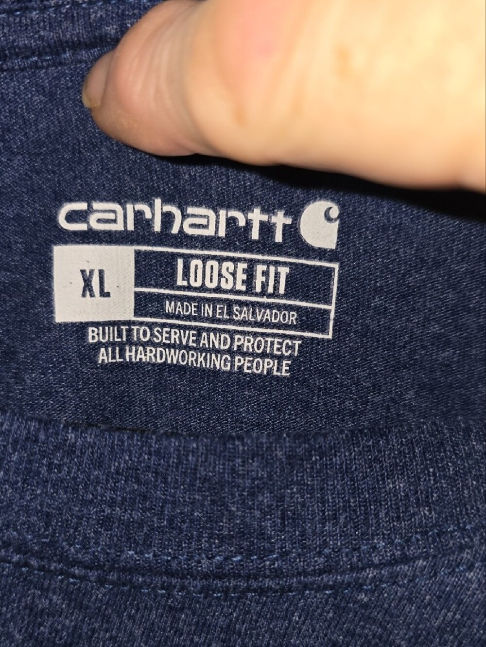 Carhartt Blue Short Sleeve Pocket Tee with Logo Patch - Picture 2 of 5